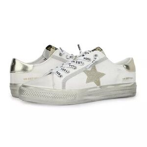 Vintage Havana White and Silver Star Sneakers